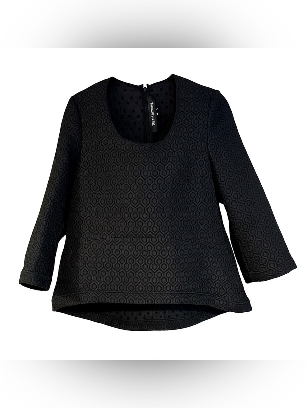 Archival Ter et Bantine Black Honeycomb Jacquard Sculptural Peplum Top IT 42 / M
